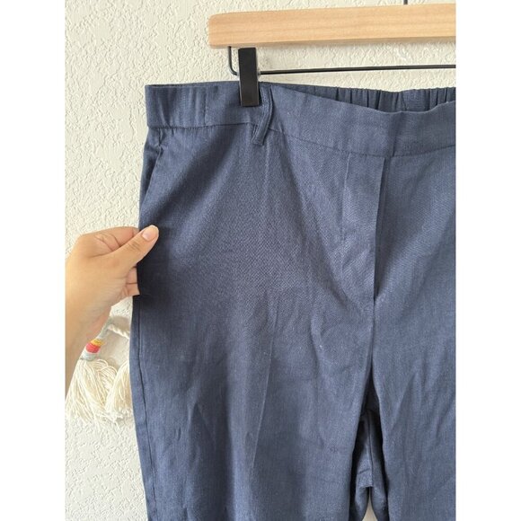J. jill Linen Stretch Navy Pull On Straight Leg Pant Coastal Minimalist Modest L - Picture 5 of 9